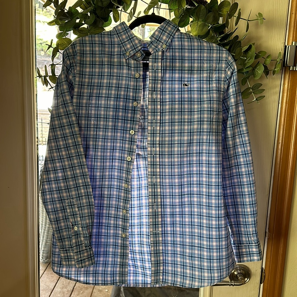 Vineyard Vines Plaid long sleeve cotton shirt’ boys size large